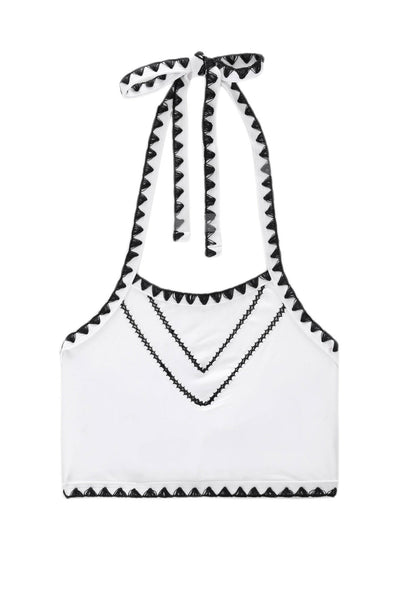 The It Girl Halter Top (Blanc/Noir)