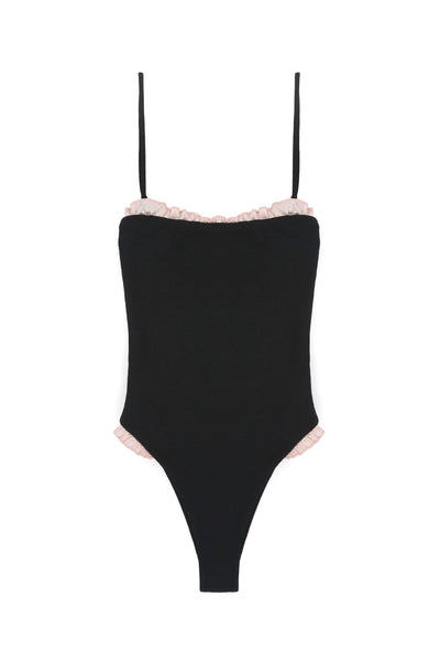 The Pin-Up One Piece (Textured Black/Pink)