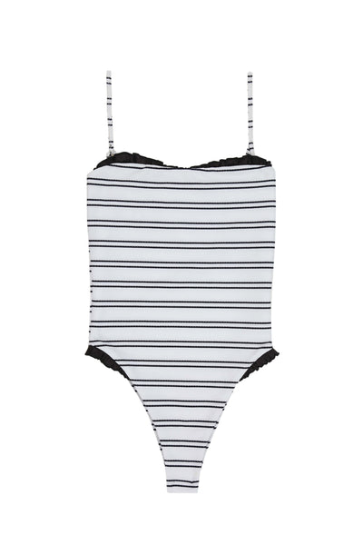 The Pin-Up One Piece (Woven Black & White Stripe)