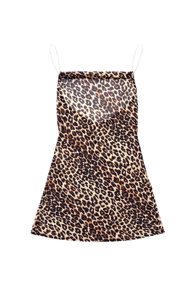 The Mini Crystal Slip Dress (Cheetah)