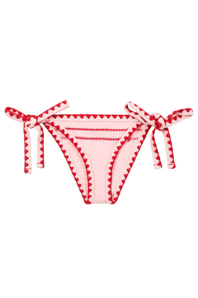 The Tease Tie Side Bottom (Pink/Red Stitch)